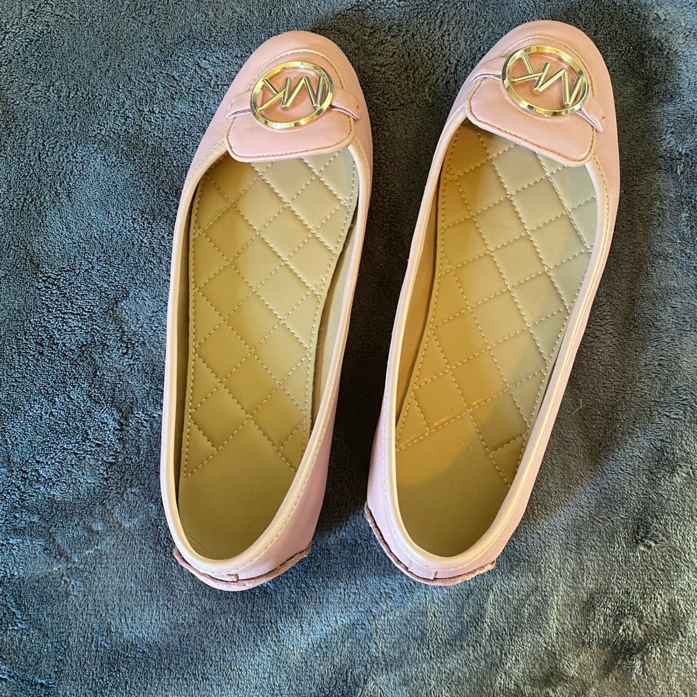 Michael Kors Pink Flats with Gold Logo